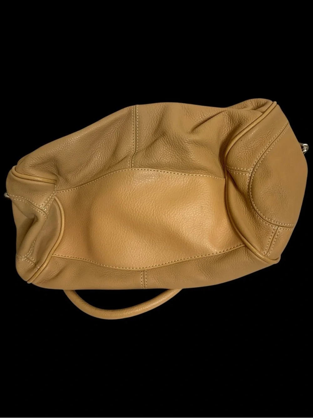 Sophia Caperelli Tan Pebbled Leather Hobo Satchel Shoulder Bag w/ Side Buckles